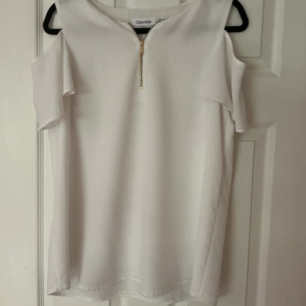 Calvin Klein Women's White Cold Shoulder Top